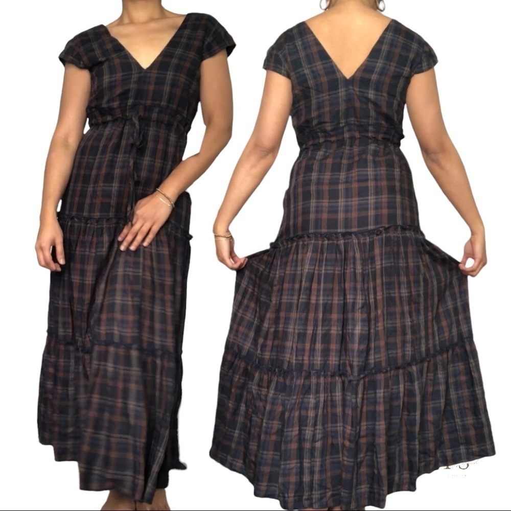 ⚫️ YORK street plaid loose maxi dress​​​​​​